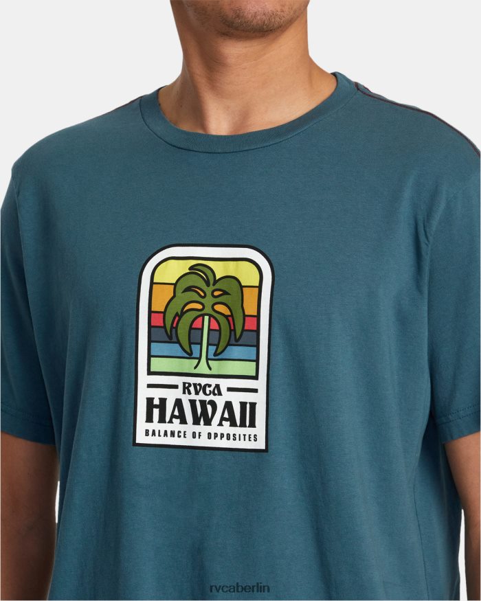 RVCA Hawaii-Insel-Flora-T-Shirt BF4L8X52 Kleidung Entenblau Männer