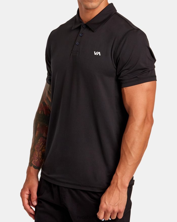 RVCA VA Sport Vent technisches Poloshirt BF4L8X309 Kleidung Schwarz Männer