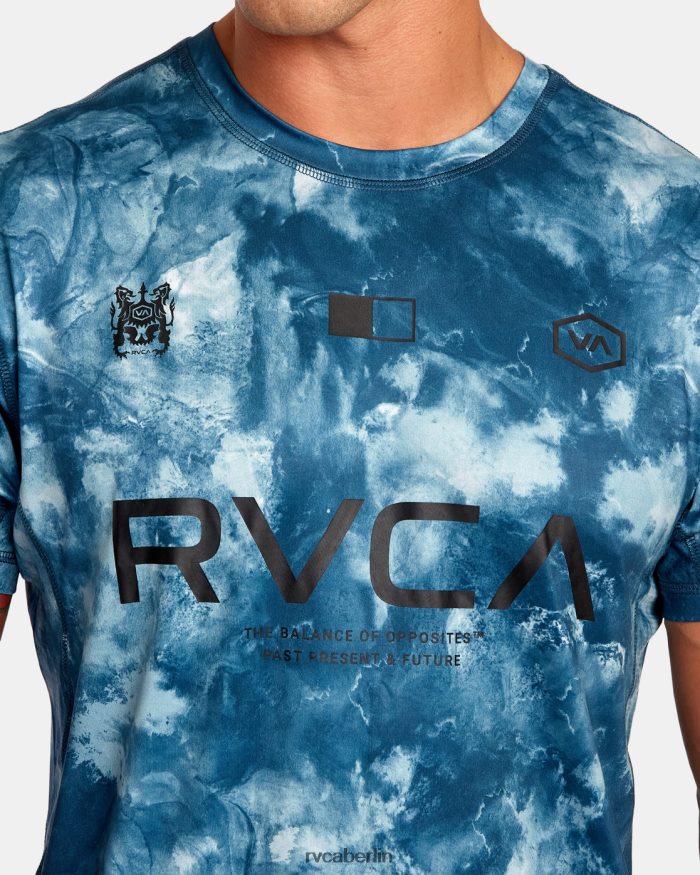 RVCA Vent VA Sport Badge technisches Trainings-T-Shirt BF4L8X23 Kleidung blaugrüner Batikstoff Männer