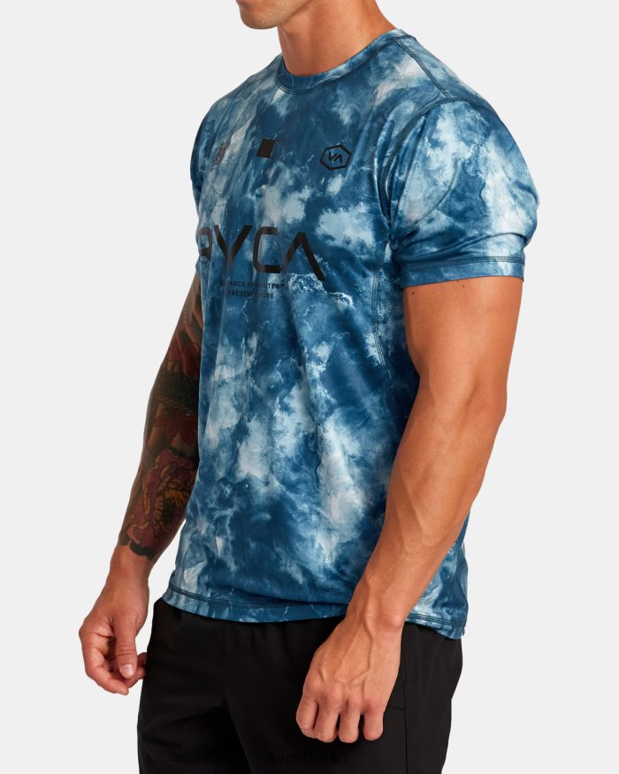 RVCA Vent VA Sport Badge technisches Trainings-T-Shirt BF4L8X23 Kleidung blaugrüner Batikstoff Männer