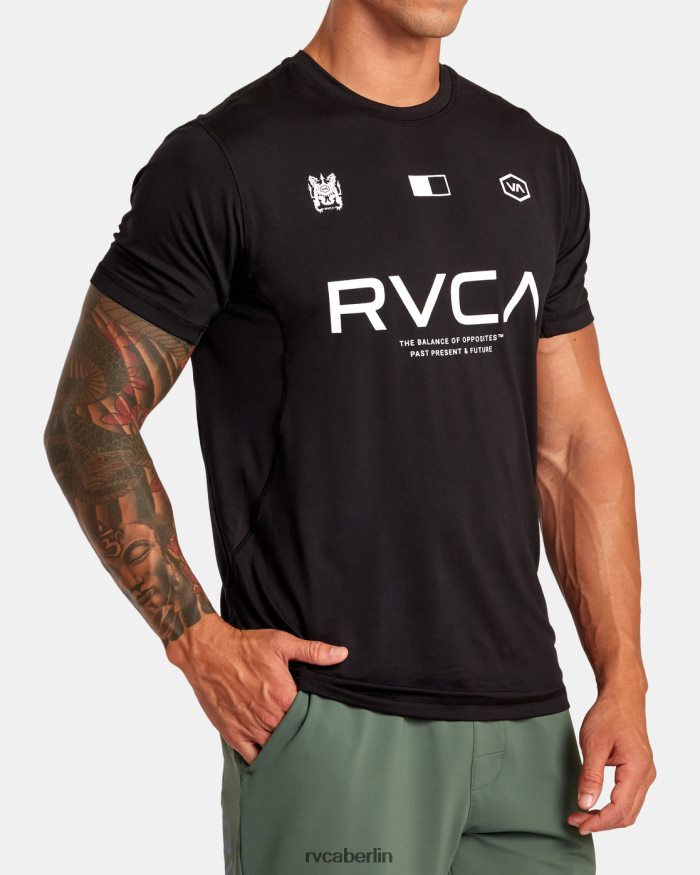 RVCA Vent VA Sport Badge technisches Trainings-T-Shirt BF4L8X290 Kleidung Schwarz Männer