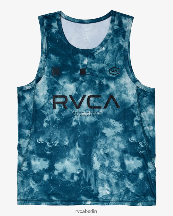 RVCA Vent VA Sport Badge technisches Trainingstank BF4L8X35 Kleidung blaugrüner Batikstoff Männer