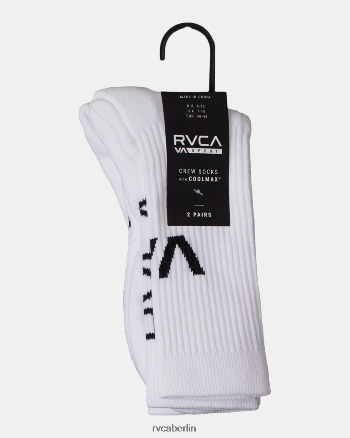 RVCA 2er-Pack Sport-Crew-Socken mit Belüftungskissen BF4L8X692 Zubehör Weiß unisex
