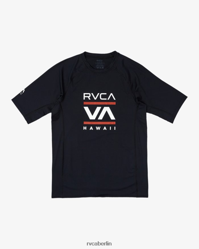 RVCA Hawaii Stacked Kurzarm-Rashguard BF4L8X867 Kleidung Schwarz unisex