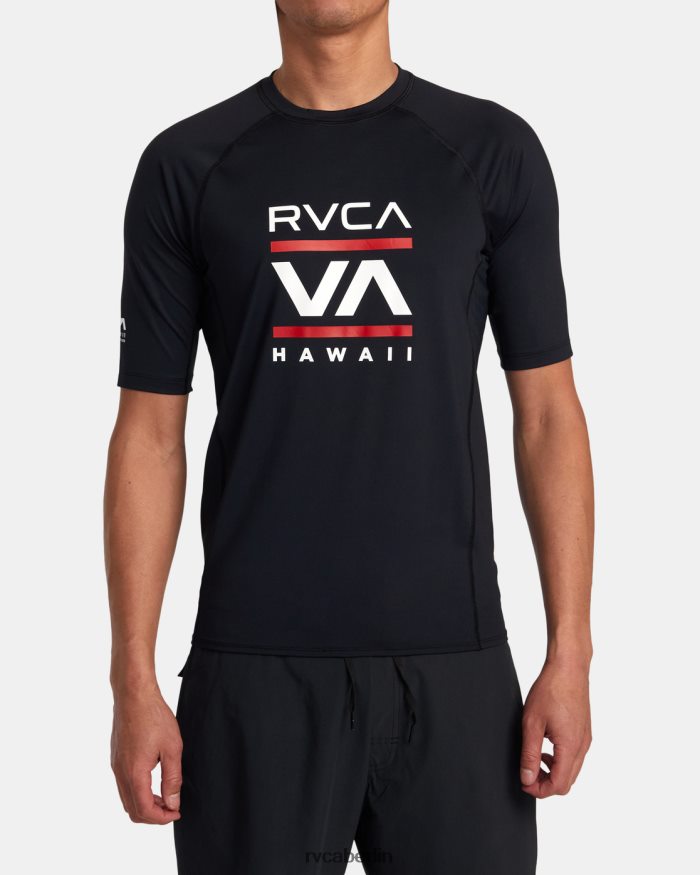 RVCA Hawaii Stacked Kurzarm-Rashguard BF4L8X867 Kleidung Schwarz unisex