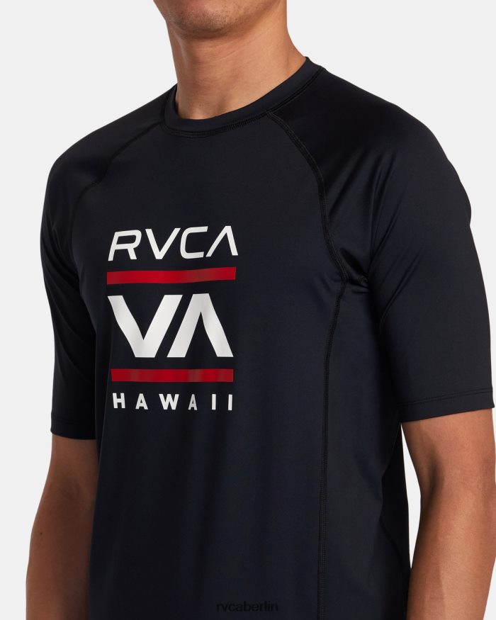 RVCA Hawaii Stacked Kurzarm-Rashguard BF4L8X867 Kleidung Schwarz unisex
