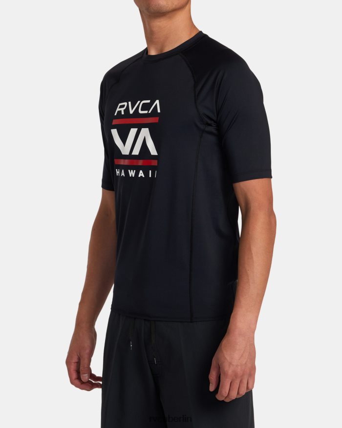 RVCA Hawaii Stacked Kurzarm-Rashguard BF4L8X867 Kleidung Schwarz unisex