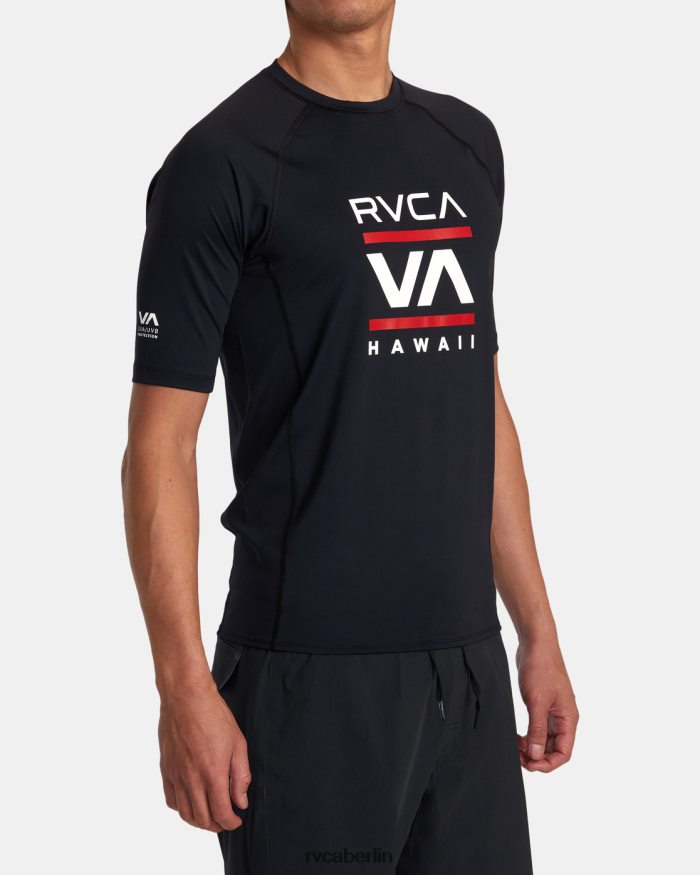 RVCA Hawaii Stacked Kurzarm-Rashguard BF4L8X867 Kleidung Schwarz unisex