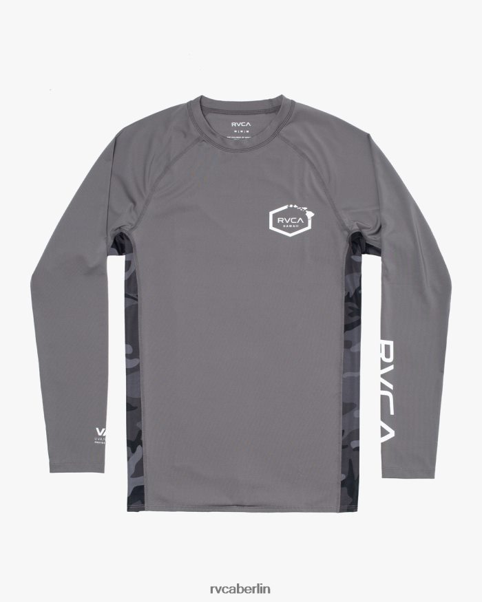 RVCA Island Hex Langarm-Rashguard BF4L8X609 Kleidung Holzkohle unisex