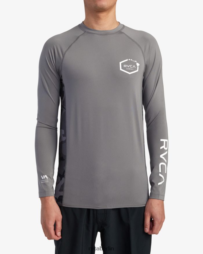 RVCA Island Hex Langarm-Rashguard BF4L8X609 Kleidung Holzkohle unisex
