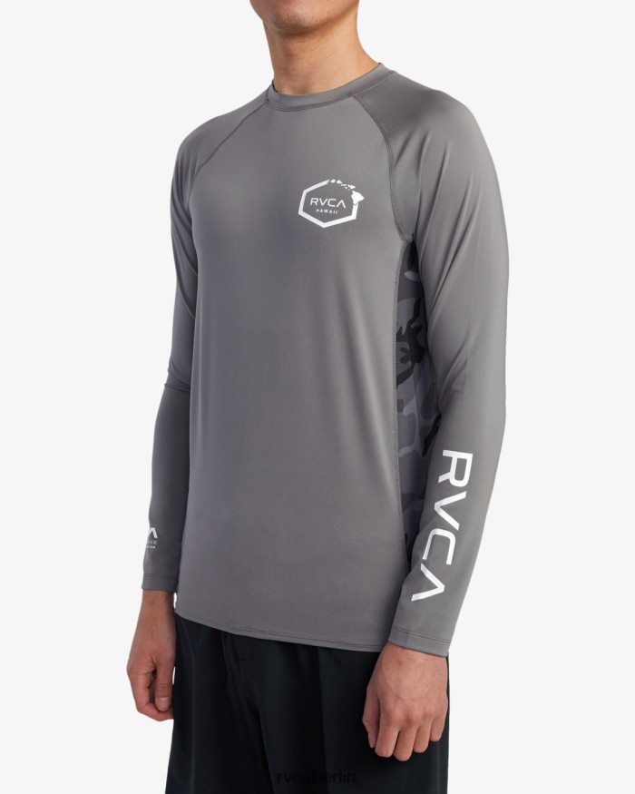 RVCA Island Hex Langarm-Rashguard BF4L8X609 Kleidung Holzkohle unisex