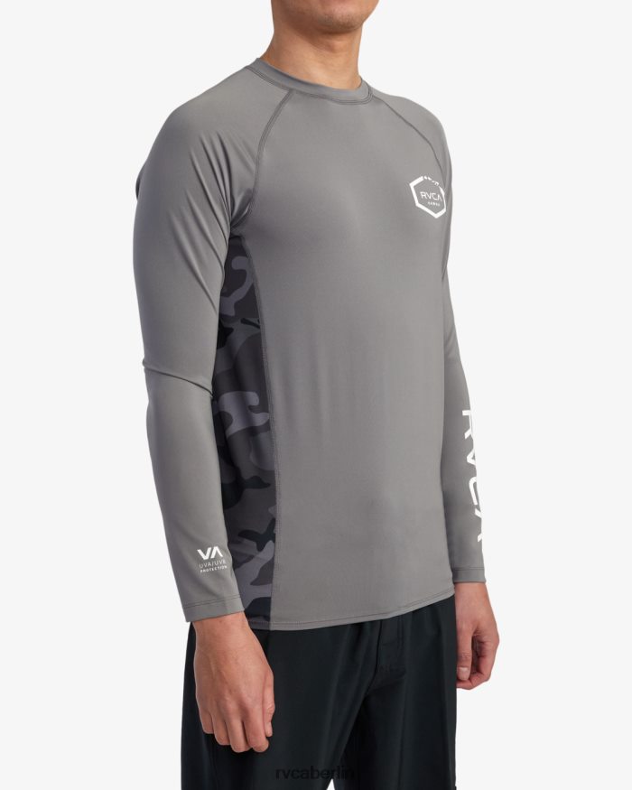 RVCA Island Hex Langarm-Rashguard BF4L8X609 Kleidung Holzkohle unisex