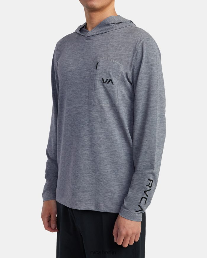 RVCA Noyle Langarm-Rashguard-Hoodie BF4L8X619 Kleidung grau meliert unisex