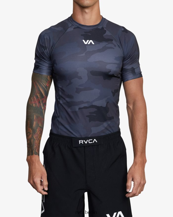 RVCA Va Sport Kurzarm-Rashguard BF4L8X852 Kleidung schwarzes Tarnmuster unisex